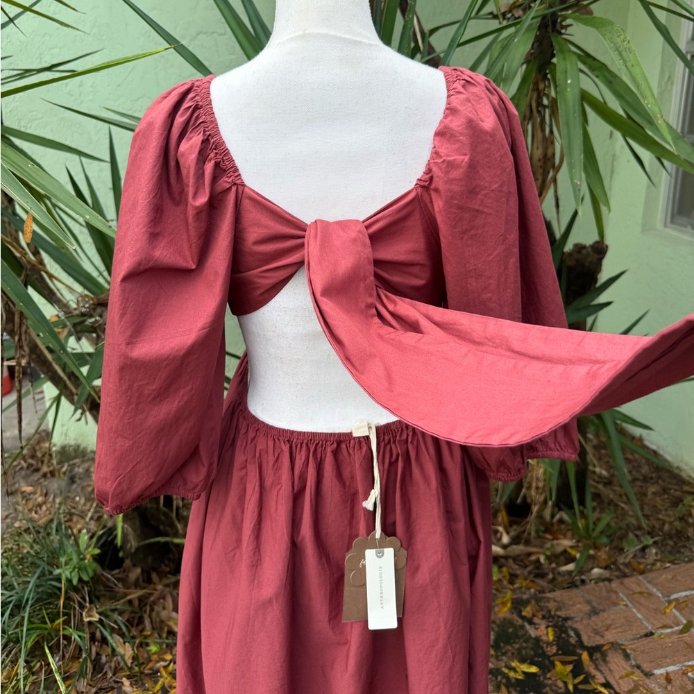 Cut Out Bow Back Rust Dress - Picture 13 of 13